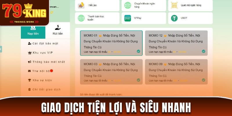 Giao dịch tiện lợi và đảm bảo siêu nhanh